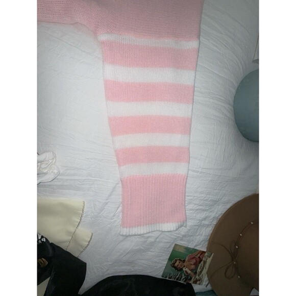 Mud Pie Pink & White Striped Turtleneck Sweater | One Size | Soft Knit Pullover - Picture 8 of 12